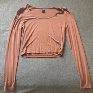 Long sleeve brown crop top